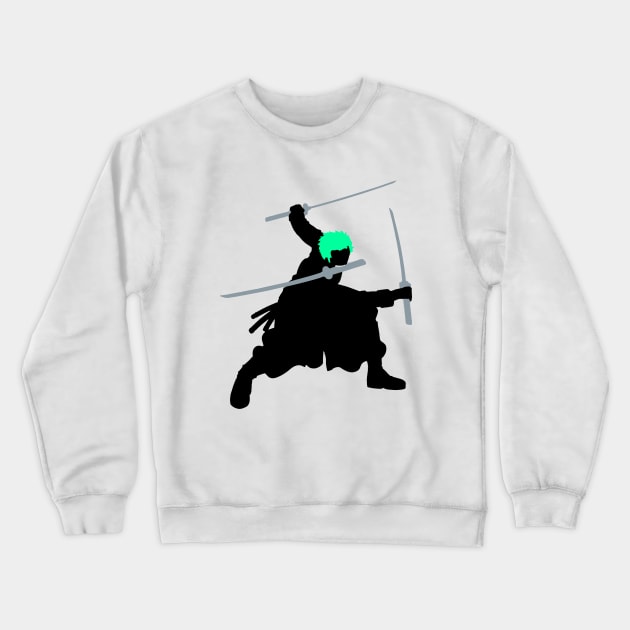 Zoro Triple Swords Green Hair Silhouette Crewneck Sweatshirt by AnotherOne